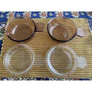 Pyrex Grab It P-150-C Clear Glass Lids With Visions Corning Ware V-150-B Bowls